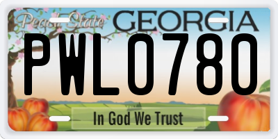 GA license plate PWL0780