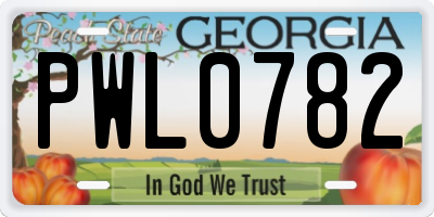 GA license plate PWL0782
