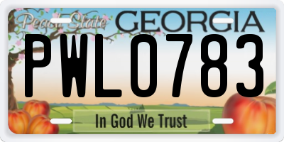 GA license plate PWL0783