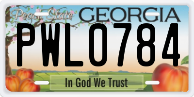 GA license plate PWL0784