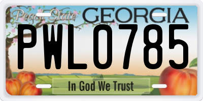 GA license plate PWL0785