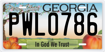 GA license plate PWL0786
