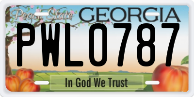 GA license plate PWL0787