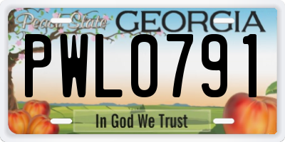 GA license plate PWL0791