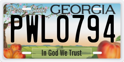 GA license plate PWL0794