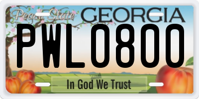 GA license plate PWL0800