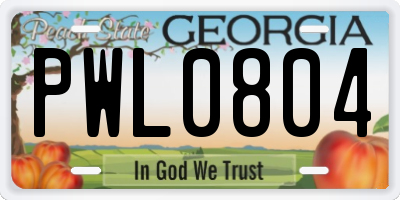 GA license plate PWL0804
