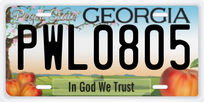 GA license plate PWL0805