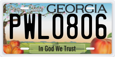 GA license plate PWL0806