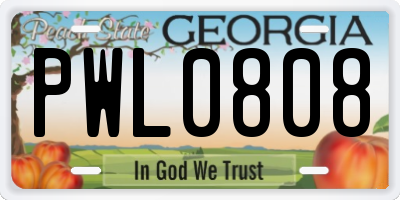 GA license plate PWL0808