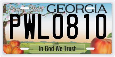 GA license plate PWL0810