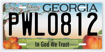GA license plate PWL0812