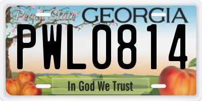 GA license plate PWL0814