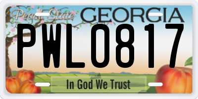 GA license plate PWL0817