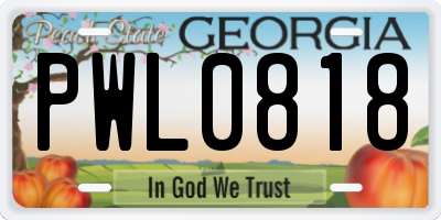 GA license plate PWL0818