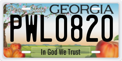 GA license plate PWL0820