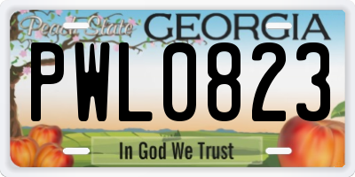 GA license plate PWL0823