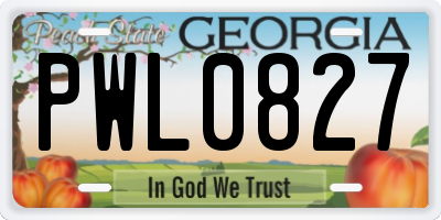 GA license plate PWL0827