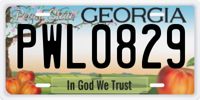 GA license plate PWL0829