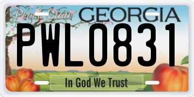 GA license plate PWL0831