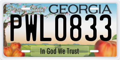 GA license plate PWL0833