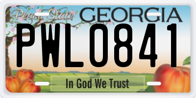 GA license plate PWL0841