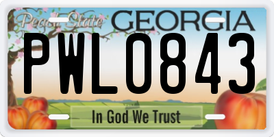 GA license plate PWL0843