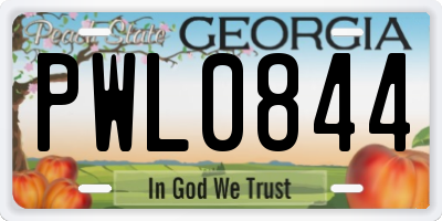 GA license plate PWL0844
