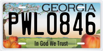 GA license plate PWL0846