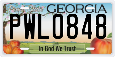 GA license plate PWL0848