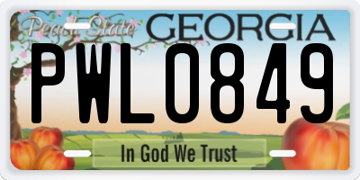 GA license plate PWL0849