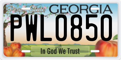 GA license plate PWL0850