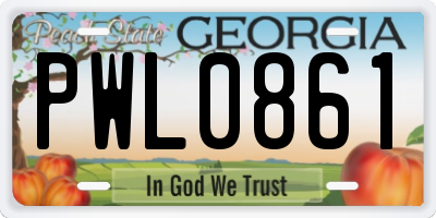 GA license plate PWL0861