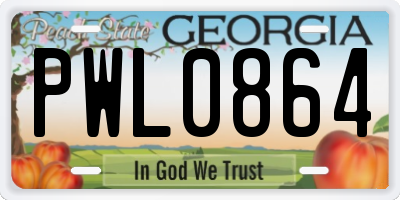 GA license plate PWL0864