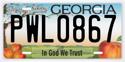 GA license plate PWL0867