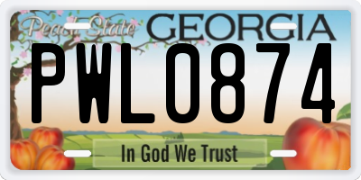 GA license plate PWL0874