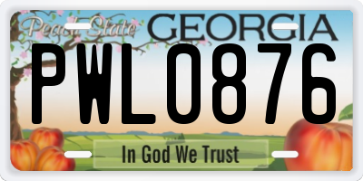 GA license plate PWL0876