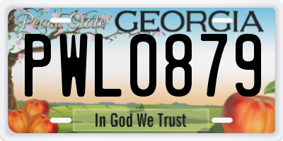 GA license plate PWL0879