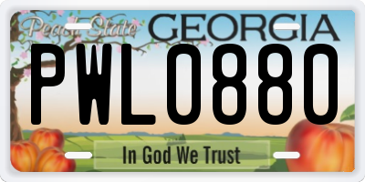 GA license plate PWL0880