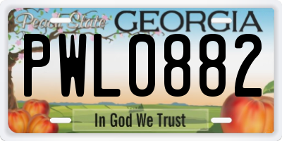 GA license plate PWL0882