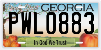 GA license plate PWL0883