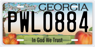 GA license plate PWL0884
