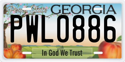 GA license plate PWL0886