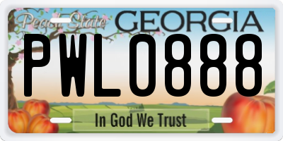 GA license plate PWL0888