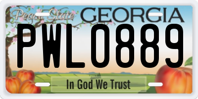 GA license plate PWL0889
