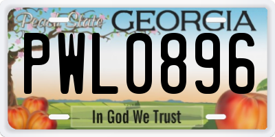 GA license plate PWL0896
