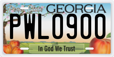 GA license plate PWL0900