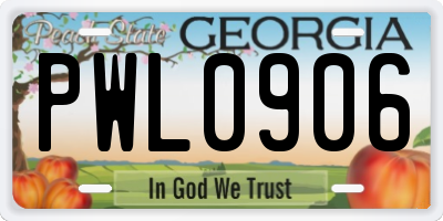 GA license plate PWL0906