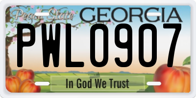 GA license plate PWL0907