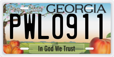 GA license plate PWL0911